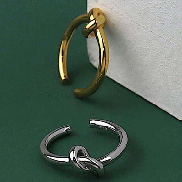 Tie Knot Silver Bangle Cuff Bracelet - Picture 6 of 8